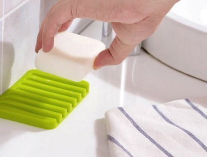 MAPPERZ Silicone Soap Dish Tray Saver Holder Drainer Shower Waterfall for Bathroom/Kitchen/Counter Top