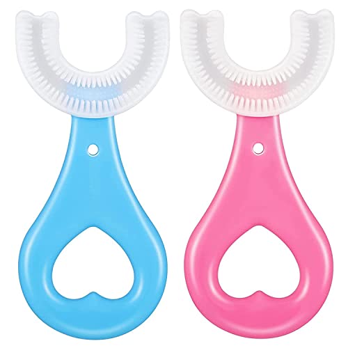 MAPPERZ U Shaped Silicone Toothbrush for Kids/ 360 Degree Soft Oral Teeth Cleaning For Baby Infant Toddler Children - 2 to 5 Years