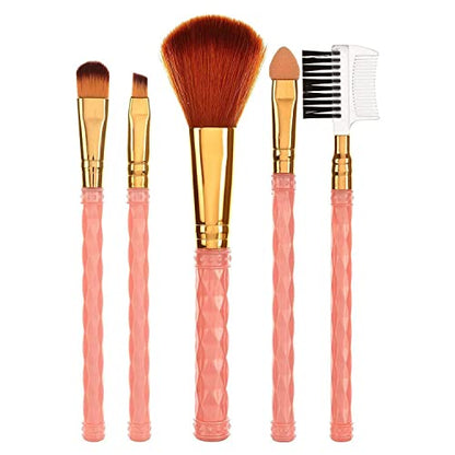 Mapperz Professional Make Up Brush Set of 5 / Synthetic Makeup Brush Set Foundation Blending Blush Face Powder (Golden & Pink)