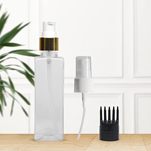 MAPPERZ 1 Rectangular Shape Bottle Durable Refillable Containers With 1 Pump Bottles Dispenser 1 Spray Atomizer And Root Comb Applicator For Liquids Perfume Shampoo Soap Lotion Cream.