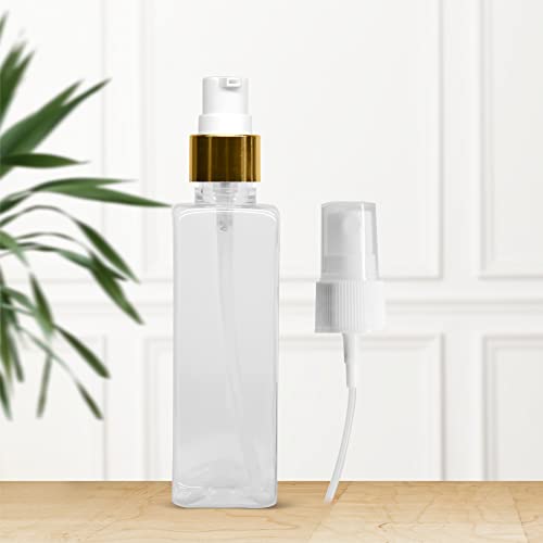 MAPPERZ Plastic Pump Bottle Dispenser, with Plastic Pump Bottle Spray, Rectangular Shampoo Lotion Massage Oil, Liquid Soap, Hand Pump Bottle, Durable Refillable Empty Containers 100ml, PC- 1