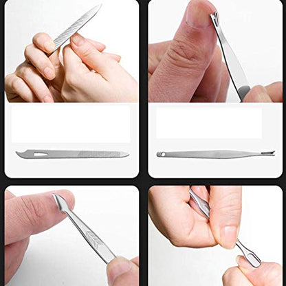MAPPERZ Manicure Kit/Professional Stainless Steel Grooming Set With Leather Case