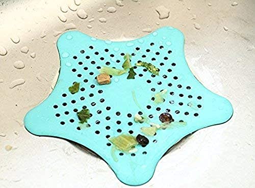 Mapperz Star Kitchen Sink and Bathroom Drain Filter | Hair Catcher | Hair Stopper Bath Plug Plunger | Sink Filter Coater | Shower Drain Covers | (Multicolour, 2 pcs)