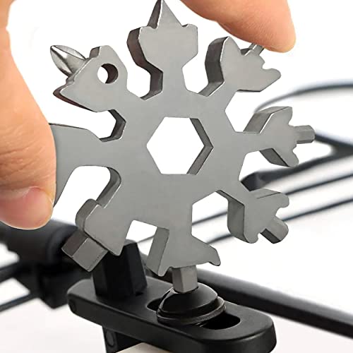 MAPPERZ 18-in-1 Stainless Steel Snowflake Portable Multi Tool, Screwdriver, Wrench, Bottle Opener Combination Compact Tool for Outdoor Travel, Camping, Adventure, Daily Tool & Keyring, Pack Of 1