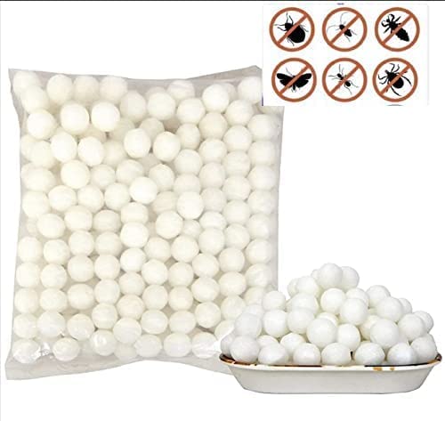 MAPPERZ Naphthalene Balls 3 in 1 Anti-Insect, Anti-Moth, Anti-pests/ Napthalene Balls for Clothes, Bathroom, Cockroaches - White (200gm)