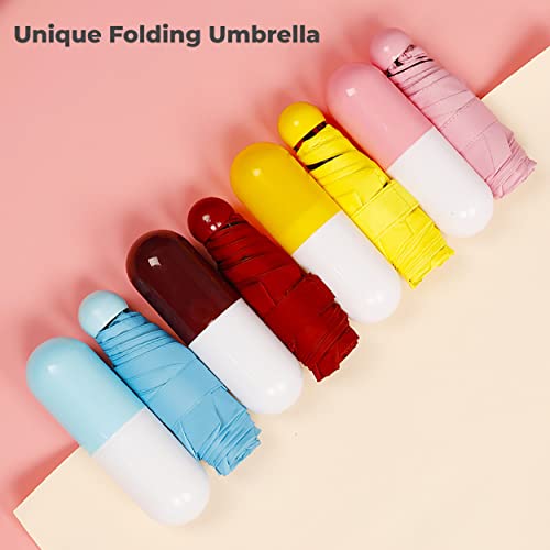 MAPPERZ Ultra Lights Mini Foldable Travel Umbrella with Compact Capsule Case, for Sun & Rain with UV Protection, Strong, Durable, Fun Gift, for Women-Men or Kids, Random Color, 1Pc