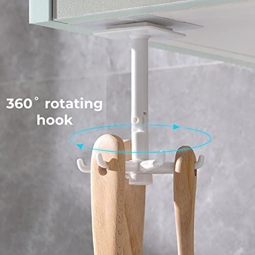 MAPPERZ Adhesive Stronger Plastic Wall Hangers 360 Degree Folding Hooks for Hanging Robe, Coat, Bags, Lights, Calendars,Towel, Keys, Oil-Proof Heavy-Duty for Bathroom Kitchen