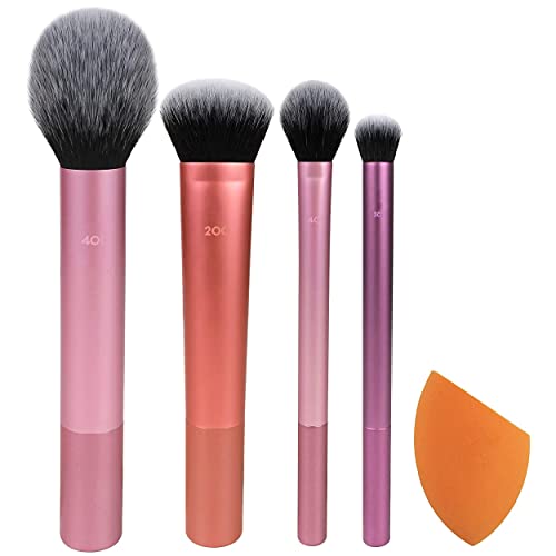 MAPPERZ Makeup Brush Set with Sponge Blender for Eyeshadow, Foundation, Blush, and Concealer- Set of 5