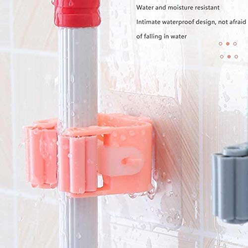 MAPPERZ Self Adhesive Holder Wall Mounted Seamless Broom Hanger Clip Storage Racks, Hanging Punch Bathroom Stickers Mop Rack Multicolour pc2