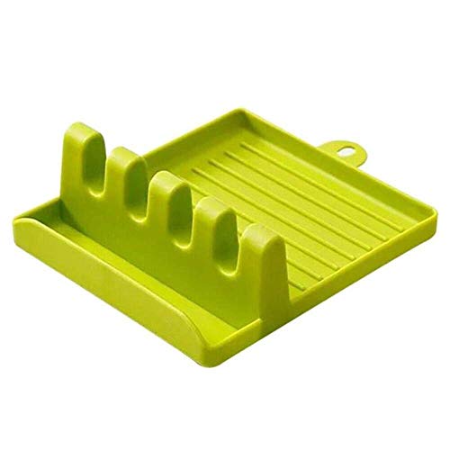 MAPPERZ Plastic Spatula Holder Storage Rack for Kitchen/ Rests Mat Stand Heat Resistant Cooking Spatula Holder Tray/ Gadget Cutlery Kitchen Rack - Green
