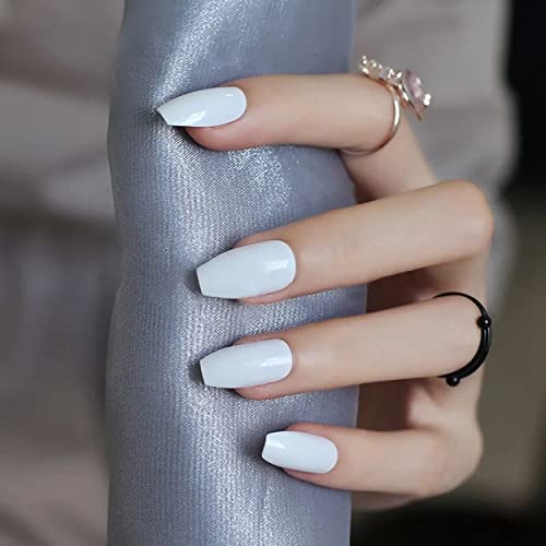 MAPPERZ 100 Fake False White Artificial Fingernail Nails Acrylic Tips Manicure Full Cover Nail Decorations for Women Girls, With Big Nail Glue For Acrylic Nails, Combo Of 100 Pc Nails & Nail Glue