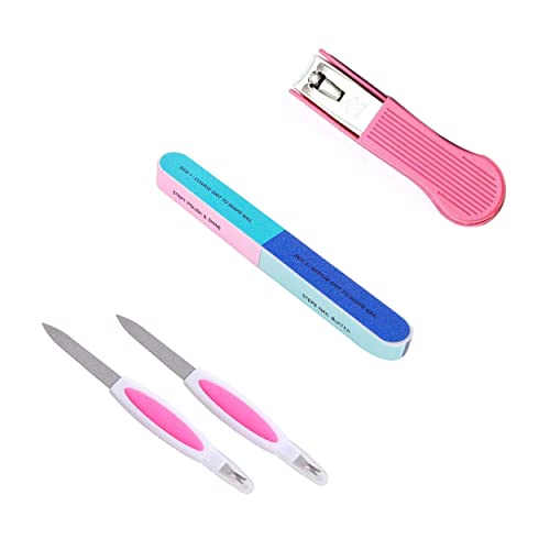 MAPPERZ 1 Stainless Steel Fingernail & Toenail Clippers(Nail Cutter), 1 Professional Manicure-Pedicure Nail Buffer, Professional Double Sided Crystal Nail File Set Of 2 for Nail Art-Care, Random Color