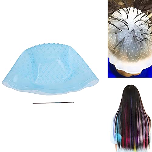 MAPPERZ Silicone Hair Dye Cap/Reusable Multicolor Hair Dyeing Hair Colour Cap with Hooks/ Home Salon for Women Men Girls Dyeing Hair
