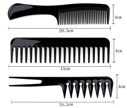MAPPERZ Multipurpose Professional Hair Comb Set/ Kangi Set Hair brush for Hair Cutting and Styling - Pack of 10 (Black)