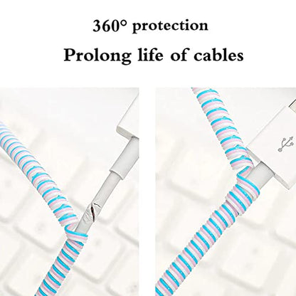 MAPPERZ Cable Protector USB Tube Metal Spiral Protector Spiral for Wire Repair Mobile Phone Charging Cable Earphones (150 CM)