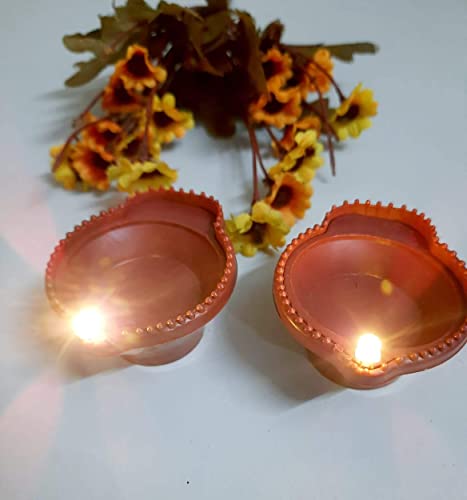 MAPPERZ Water Sensor Led Diyas Candle Warm Orange Ambient Lights, with Water Sensing Technology E-Diya, Battery Operated Led Candles for Home Decor, Festivals Decoration