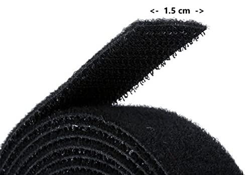 MAPPERZ Heavy Duty Fasteners Wellcrow, Hook and Loop Strips with Adhesive, Holds 10 lbs, Black Industrial Strength Fasten Mounting Stick On Tape, Crafting, Indoor or Outdoor Use, 1.5 Meter, Pack of 1