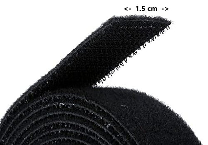 MAPPERZ Heavy Duty Fasteners Wellcrow, Hook and Loop Strips with Adhesive, Holds 10 lbs, Black Industrial Strength Fasten Mounting Stick On Tape, Crafting, Indoor or Outdoor Use, 1.5 Meter, Pack of 1