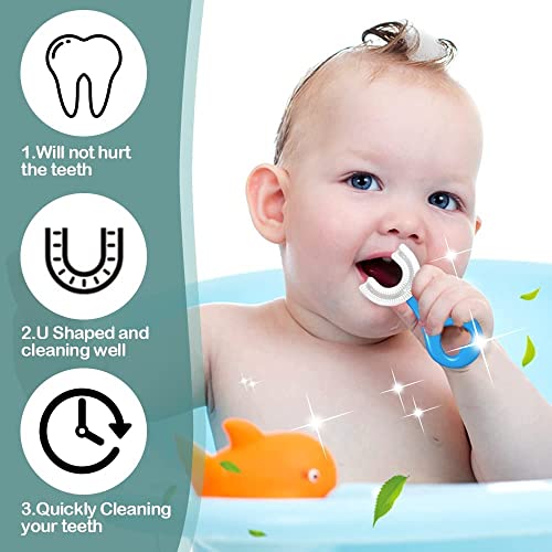 MAPPERZ U Shaped Silicone Toothbrush for Kids/ 360 Degree Soft Oral Teeth Cleaning For Baby Infant Toddler Children - 2 to 5 Years