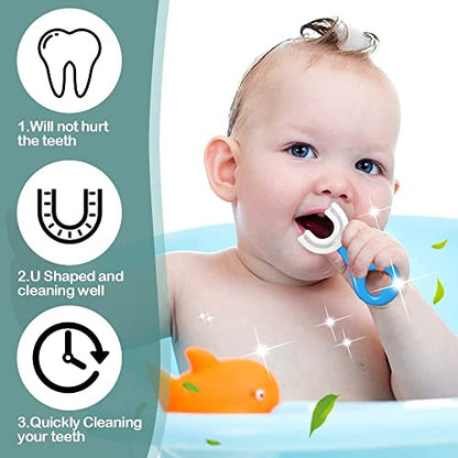 MAPPERZ U Shaped Silicone Toothbrush for Kids/ 360 Degree Soft Oral Teeth Cleaning For Baby Infant Toddler Children - 2 to 5 Years