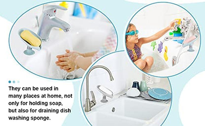MAPPERZ Leaf-Shape Self Draining Soap Dish Holder/ Easy Clean Bar Soap Holder with Suction Cup Soap Dish Suitable for Shower/ Bathroom/ Kitchen Sink - Multicolor