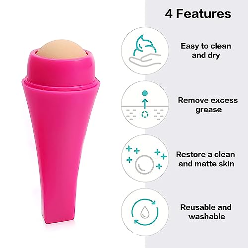 MAPPERZ Oil-absorbing Volcanic Roller, Reusable Portable Oily Skin Control On the Go, Instant Results Remove Excess Shine Rolling Stone for Oil Face Care, Natural Stone Mini Massager, Pack Of 1