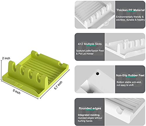 MAPPERZ Plastic Spatula Holder Storage Rack for Kitchen/ Rests Mat Stand Heat Resistant Cooking Spatula Holder Tray/ Gadget Cutlery Kitchen Rack - Green