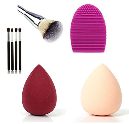 MAPPERZ Makeup Brush Kit of Cleaning Pad Foundation Brush Eyeshadow Pencil Brushes Makeup Sponges Blender Puff Makeup Brushes (Set Of 5)