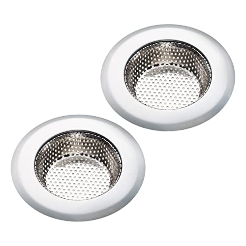 MAPPERZ Kitchen Sink Strainer - Stainless Steel, Large Wide Rim 4.5 Inch Diameter Pack of 2
