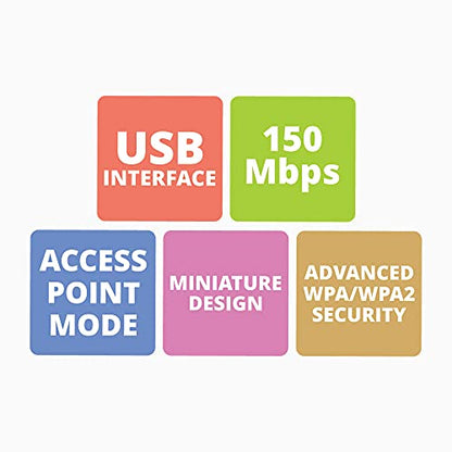 MAPPERZ WiFi USB Mini Adapter Supports 150 Mbps Wireless Data Comes with Advanced Security WPA/WPA2 encryption Standards - Black