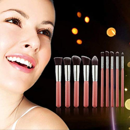 MAPPERZ Set of 10 Pcs Premium Synthetic Makeup Set Foundation Powder Blending Concealer Eye shadows Blush Soft Brush Tool Cosmetic - Black