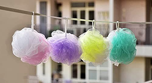 MAPPERZ Bath Shower Loofah Sponge Pouf/ Body Scrubber Exfoliator/ Round Loofah for Men and Women