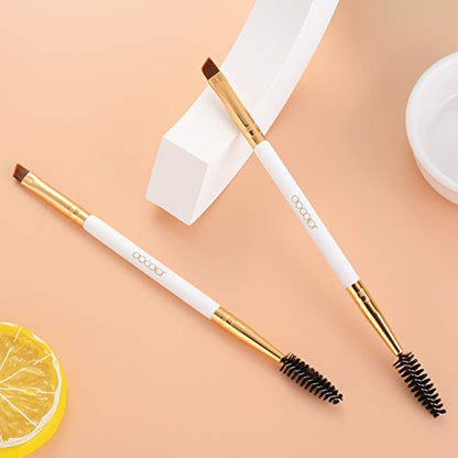 Duo Eyebrow Brush, Professional Tool, Angled Eye Brow Brush and Spoolie Brush