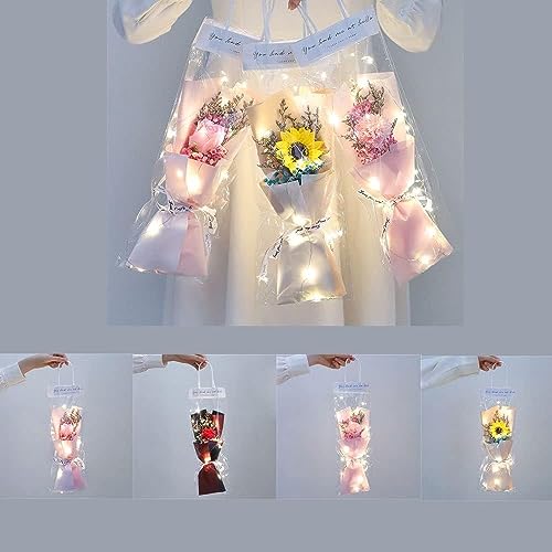 MAPPERZ Flowers Mini Bouquet Home Decoration Rose Hand Made Artificial Flowers With Decorative Lights and Flower Soap (Pack of 1)