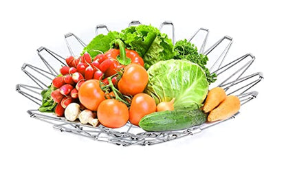 MAPPERZ Multipurpose Fruit Bowl Basket, Stainless Steel Modern Flexible Wire Folding deformable Fancy Fruit and Vegetable Fruit Plate, Kitchen and Home Storage, 8 Shapes, Pc1