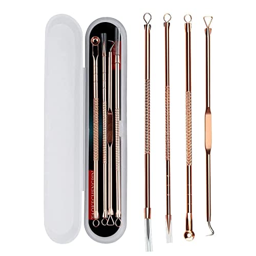 MAPPERZ Blackhead Acne Removal Needle Kit 4 Pcs Cleaning Tool Blemish Pimple Comedone for Women and Men Blackhead, Blemish, Whitehead Popping, Zit Removing for Risk Free Nose Face Skin with Case -PC1