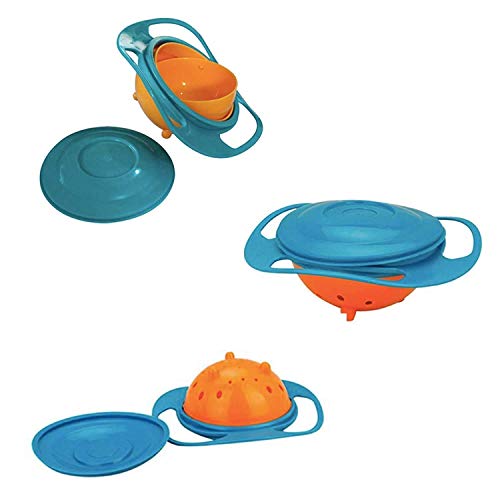 MAPPERZ 1 Pc No Spill Gyro Bowl for Baby and Kids, 360 Degree Rotation Spill Proof Food Bowl/for Baby and Kids - Multicolor