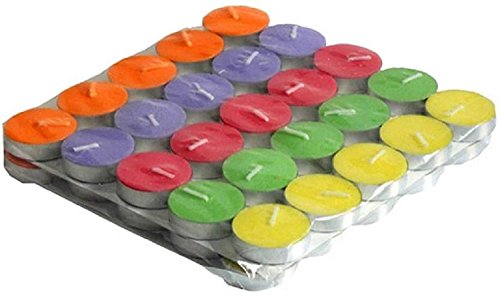 MAPPERZ Wax Tealight Colorful Diwali Celebration Candles Dripless Round Shaped Alluminium Cup Unsented Diya Best for Home Festivals Weddings Decorations