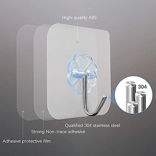 MAPPERZ Self Adhesive Wall Hooks/Heavy Duty Sticky Hooks for Hanging/Waterproof Transparent Adhesive Hooks