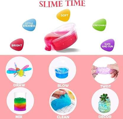 MAPPERZ Crystal Slime Multicolor Putty Toy for Kids Clay/ Slimes Stress Relief Toy for Kids Best Gift Mud Slime - Pack of 2