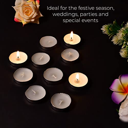 MAPPERZ Tea Lights Candles Smokeless, Dripless & Long Lasting Paraffin Tea Candles | Small Votive Mini Tealight Candles for Home, Pool, Shabbat, Weddings & Emergencies, White