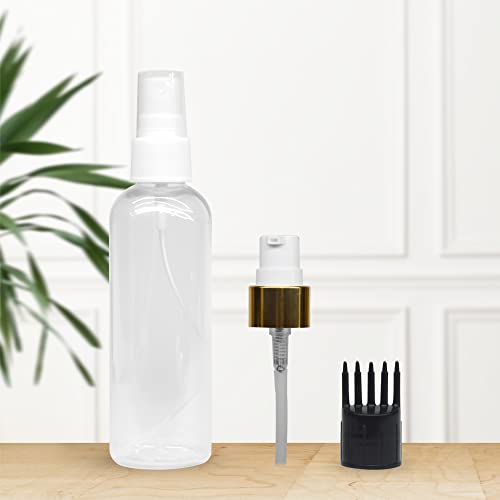 MAPPERZ 1 Cylindrical Shape Bottle Durable Refillable Containers With 1 Pump Bottles Dispenser, 1 Spray Atomizer And Root Comb Applicator, For Perfume, Liquids, Shampoo, Body Soap, Lotion, Cream