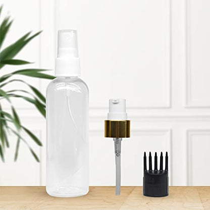 MAPPERZ 1 Cylindrical Shape Bottle Durable Refillable Containers With 1 Pump Bottles Dispenser, 1 Spray Atomizer And Root Comb Applicator, For Perfume, Liquids, Shampoo, Body Soap, Lotion, Cream