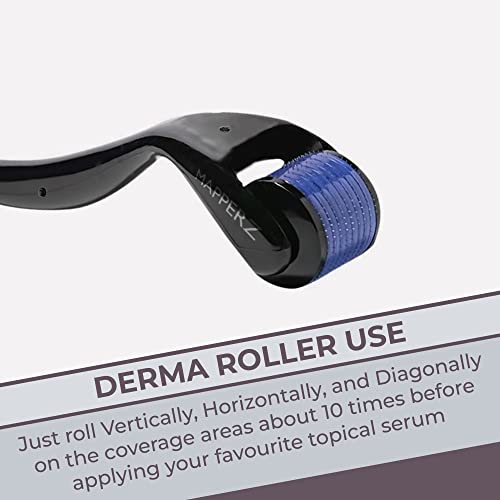 MAPPERZ derma roller 0.5mm for hair regrowth | needle roller for hair growth with 540 Titanium micro needles for Scalp, Face and Beard | Treats Acne, Scar, Skin Ageing, Stretchmarks for men/women-PC1