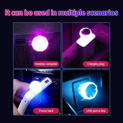 MAPPERZ Colourful Diamond Shape Car Mini LED USB Lights for Home Decoration Car Interior Night Light Lamp Atmosphere for Car Powerbank Desktop Tablet PC Laptop Device