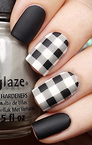 Mapperz DIY French Tip Guide Manicure Nail Art Decorations Plaid Form Fringe Sticker Stencil (Pack of 2)