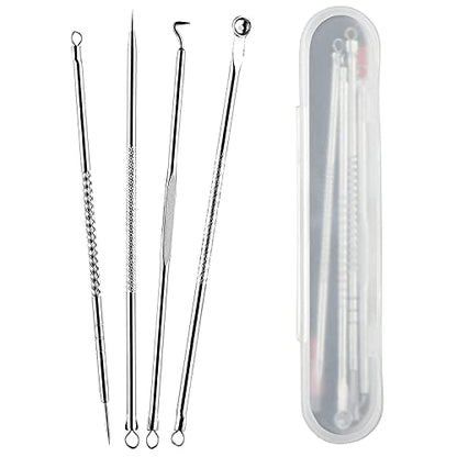 MAPPERZ Stainless Steel Blackhead Pimple Blemish Extractor/ Acne Removal Needle Kit - Set of 4