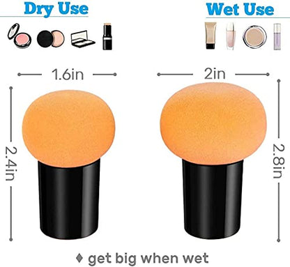 Mapperz Powder Puff Cosmetic Sponges Mushroom Makeup Brushes Blender Sponge Face Brush Makeup Puff with Handle Case for Dry Wet Use Liquid, Creams, and Powders (Multi Colour)