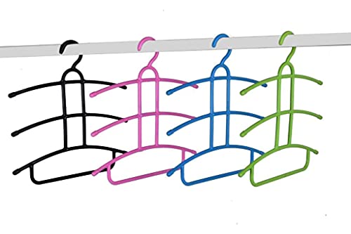 MAPPERZ 3 Layer Fish Bone Shape Clothing Storage Hanger/Wardrobe Storage Organizer for Clothing, Closet, Coats & Shirts, Non Slip Clothes Hanger - Set of 4 (Multicolor)