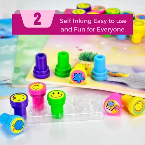 MAPPERZ Emoji Stamps Art and Craft Smiley Multicolor Punches Stamp for Kids (Pack of 12)